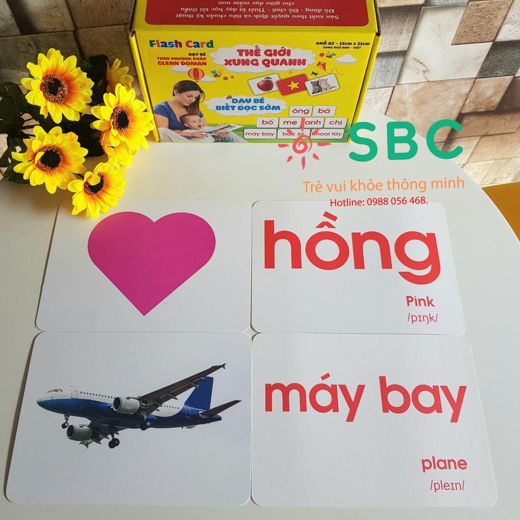 Có File nghe Tiếng Anh - Thẻ học thông minh Flashcard size A5 dày to nhất dạy trẻ TGXQ và dạy trẻ tập nói tập đọc