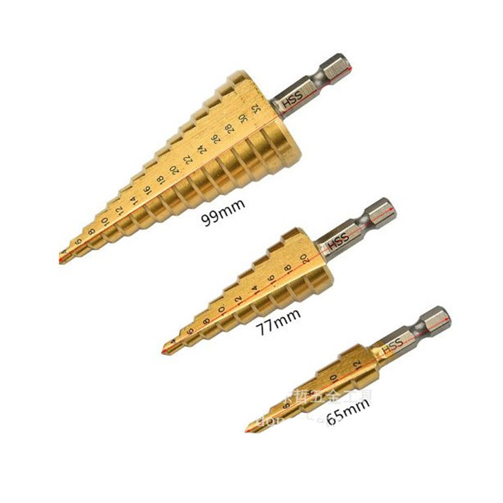 Bộ 3 mũi khoan bước tháp 4-32mm