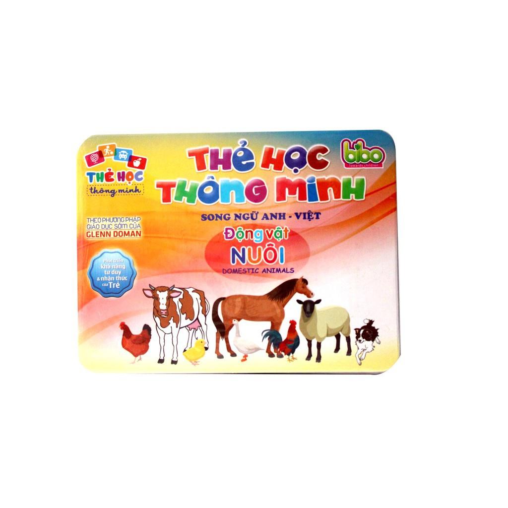 Thẻ học thông minh song ngữ bibo - đồ chơi thông minh flashcard anh việt chủ đề động vật nuôi