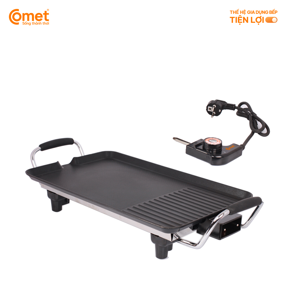Bếp nướng điện không khói Comet CM5665 – Công suất 1400W, chống dính vân đá, điều chỉnh nhiệt độ – Bảo hành 12 tháng, Hàng Chính hãng