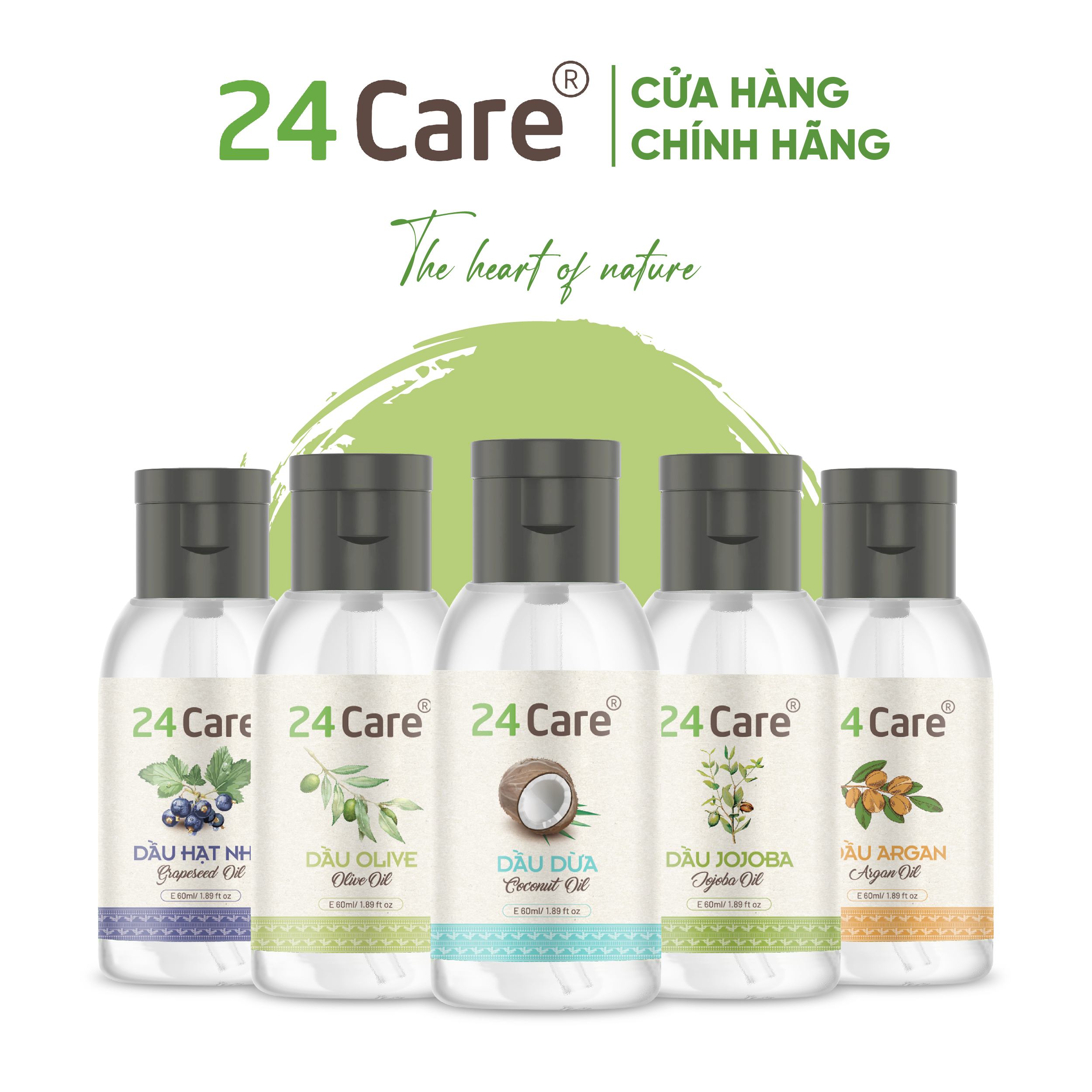 Hình ảnh Dầu Olive 24Care Nguyên Chất - Dưỡng trắng da, giảm mụn, dưỡng ẩm da, tẩy lớp trang điểm sạch sâu - Dung tích 60ml