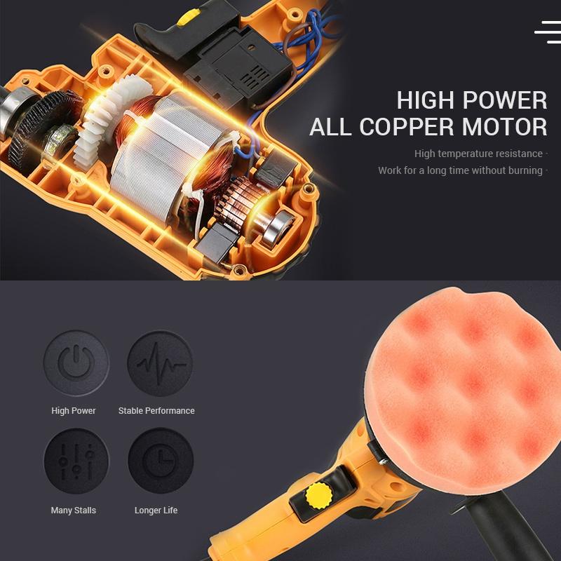 Máy đánh bóng ô tô điện 220V Máy đánh bóng tự động Máy đánh bóng tốc độ có thể điều chỉnh Công cụ đánh bóng chà nhám
