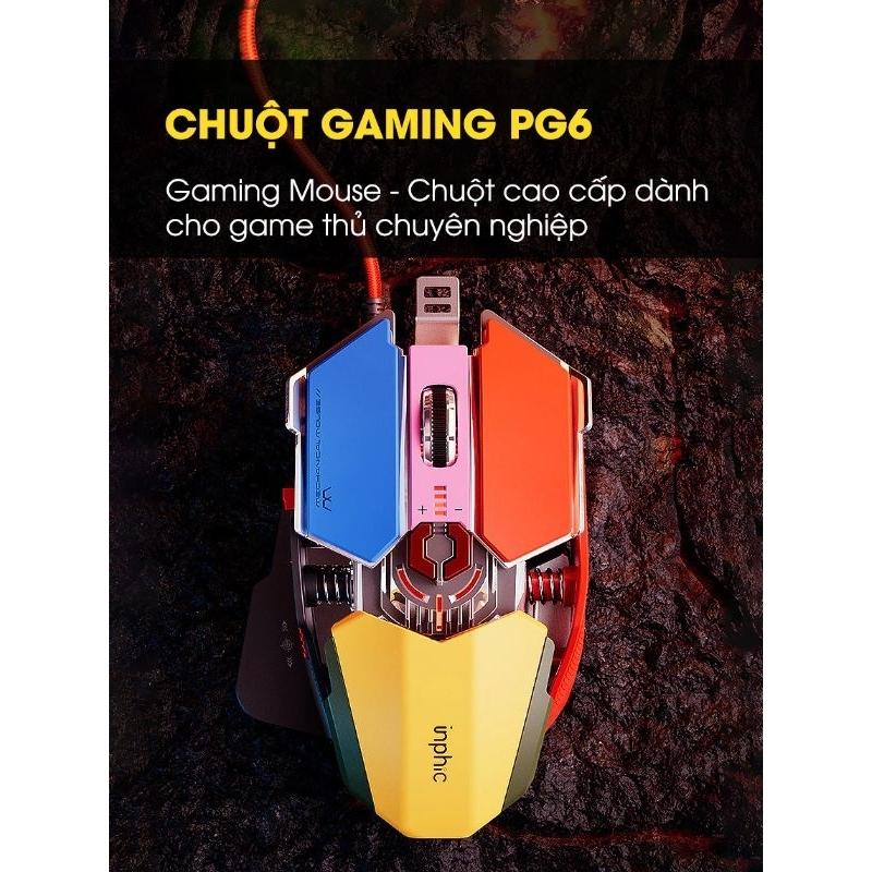 Chuột máy tính gaming TEKKIN INPHIC PG6 có dây 12800 DPI 9 nút - hàng nhập khẩu