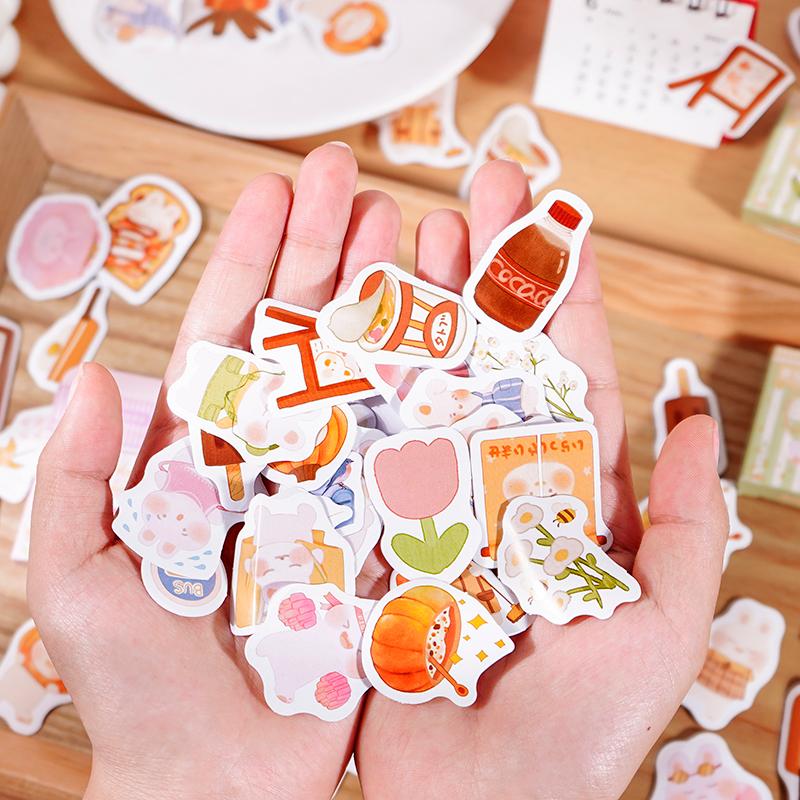 Hộp 45 hình dán sticker trang trí sổ tay hình chú thỏ Gigi Box Sticker ST236