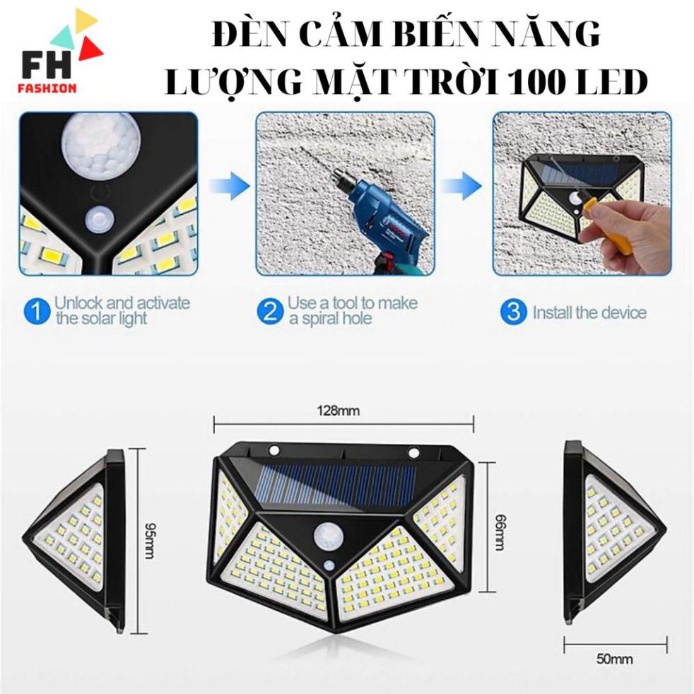 Đèn Năng Lượng Mặt Trời , Cảm Biến Chống Trộm , 100 Bóng Led Siêu Sáng