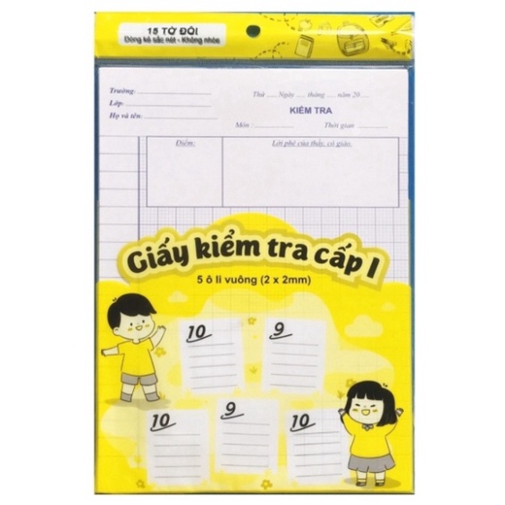 Giấy kiểm tra cấp 1 (5 ô li vuông,15 tờ đôi) ND