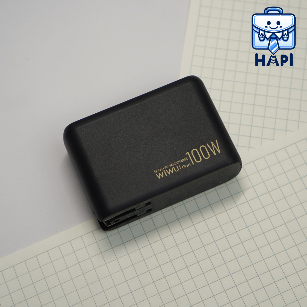 Củ sạc hàng chính hãng WiWU Warrior GaN 100W (3C1A) Wi-U022W: Sạc nhanh laptop, điện thoại, kèm đầu chuyển đa quốc gia