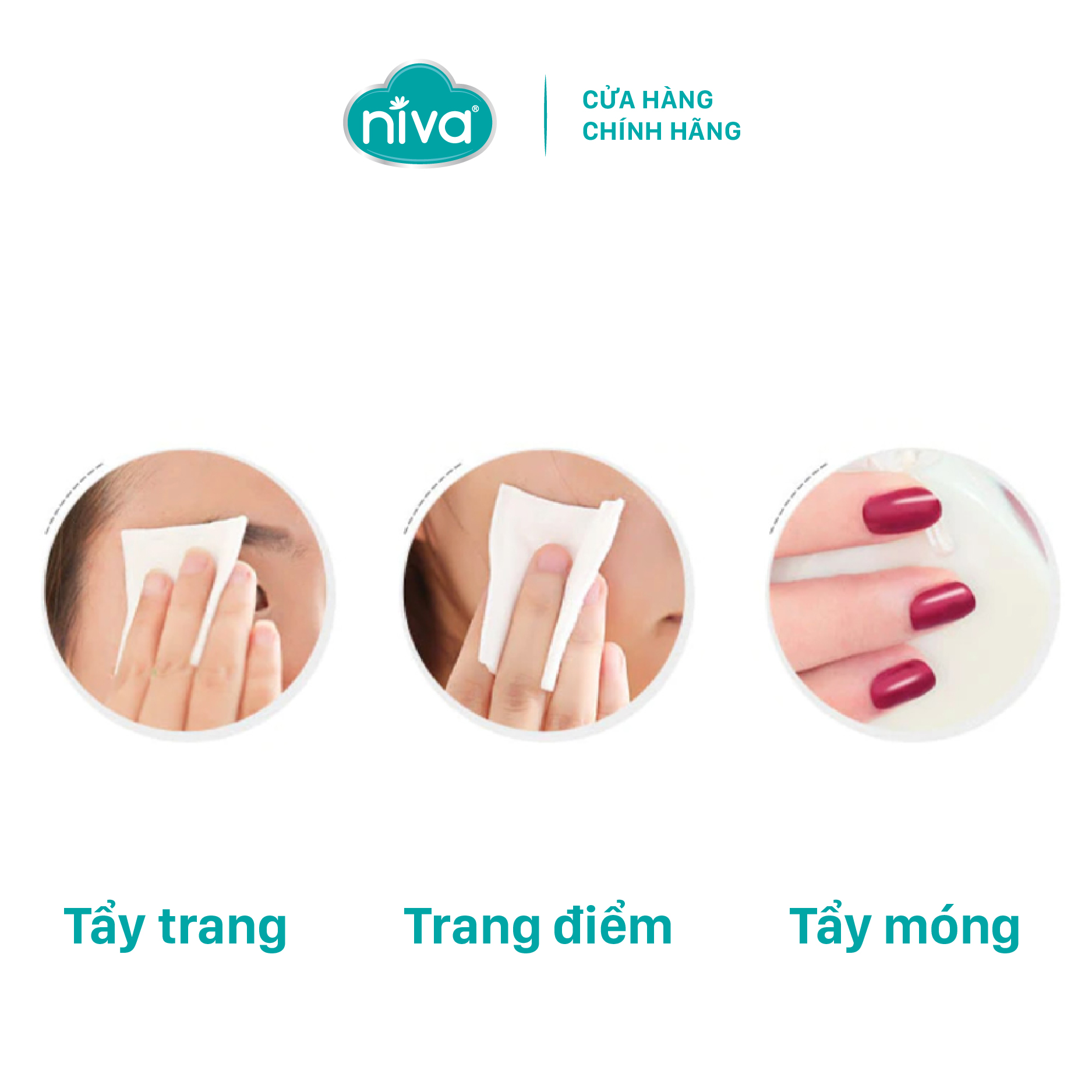 COMBO 02 Bông Tẩy Trang Vuông Niva CP1 Cao Cấp Bông Tự Nhiên, Công Nghệ Kháng Khuẩn An Toàn Cho Da Dầu Mụn Nhạy Cảm