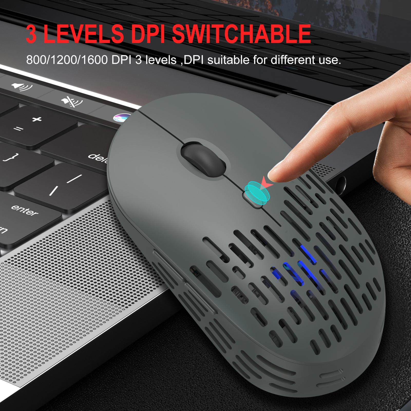 HXSJ T38 2.4G Wireless Mouse Mute Office Mouse 3 Adjustable DPI Colorful Breathing Light Built-in Rechargeable Battery