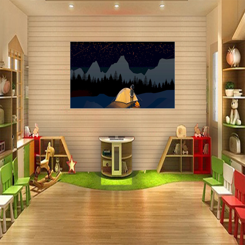 Tranh mầm non lửa trại sao trời TMN-108