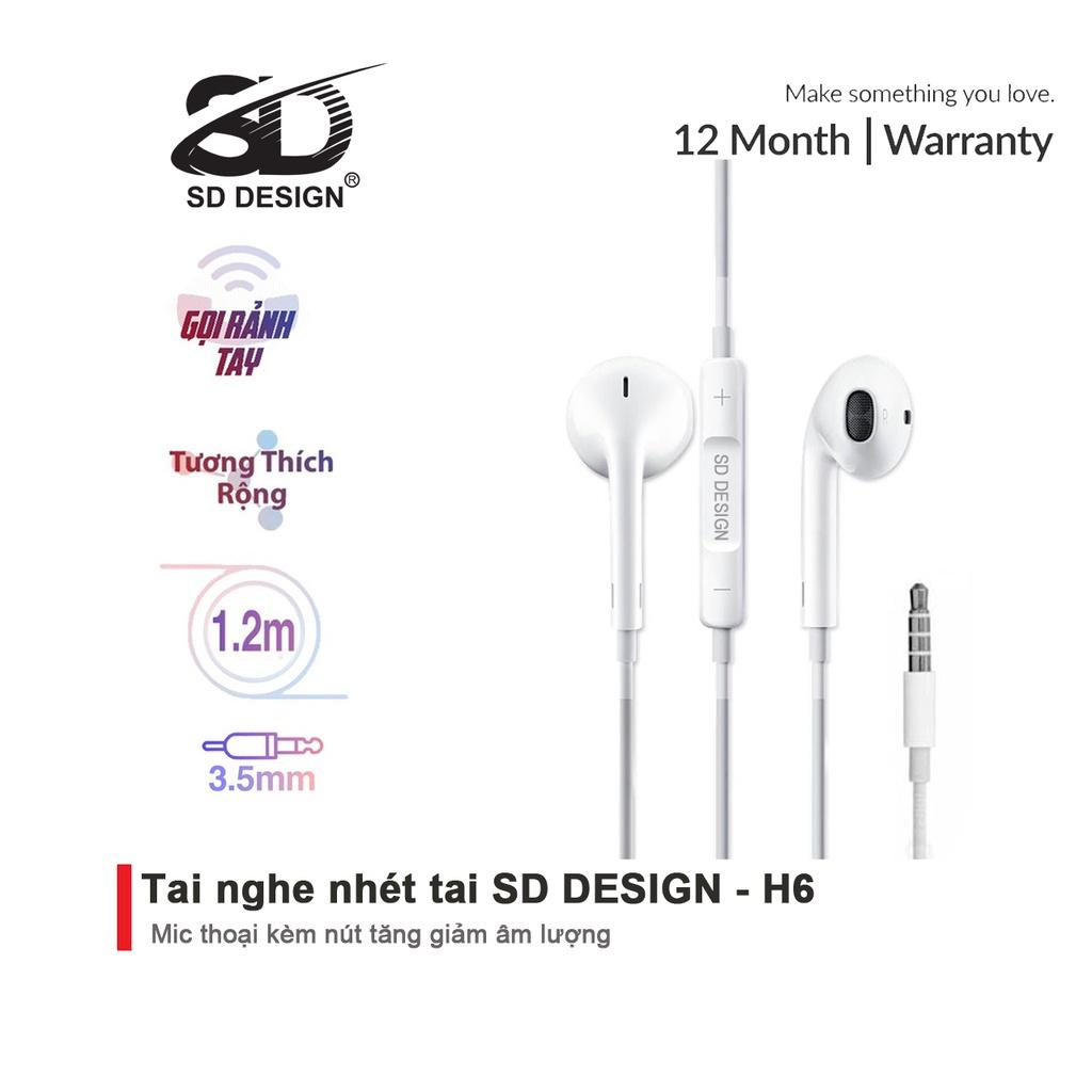 Tai nghe nhét tai SD DESIGN X55 và H6 Tương thích các dòng điện thoại jack 3.5mm bảo hành 1 đổi 1