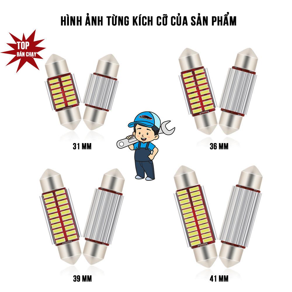 Đèn Trần Ô Tô, Đèn Led Trần Xe Hơi ánh sáng trắng chip 4014 loại mới mạch đỏ có canbus nhiều cỡ đèn - Màu Trắng