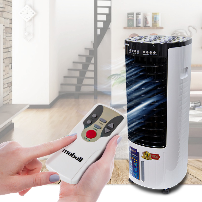 Quạt Điều Hòa Không Khí, Máy Làm Mát Mobell 3116A Với 3 Cấp Gió, Công Suất 130W, Dung Tích 12L Có Remote, Tiết Kiệm Điện Giúp Làm Sạch Không Khí - Hàng Chính Hãng