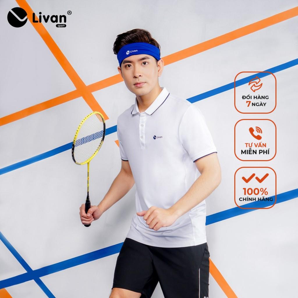 Áo Cầu Lông Nam Livan Sport Năng Động Co Giãn Thoáng Khí Cao Cấp Trắng Trơn