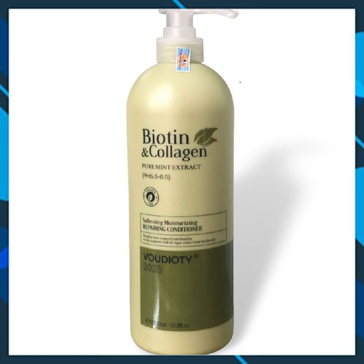 DẦU XẢ SOFTENING MOISTURZING REPAIRING BIOTIN &amp; COLLAGEN XANH RÊU MỀM MƯỢT NGĂN GÃY RỤNG CHO TÓC &amp; DA ĐẦU DẦU NHỜN 1000ML