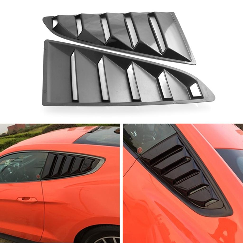 Pair Car Side Window Louver Cover 1/4 Scoop For Ford Mustang 2015-2017 Black