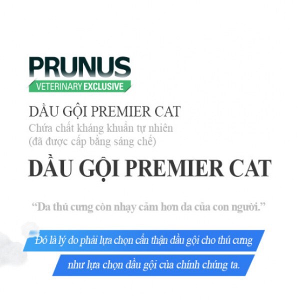 DẦU TẮM GỘI LÀM MỀM LÔNG CHO MÈO - PRUNUS PREMIER CAT SHAMPOO [ 400g ]