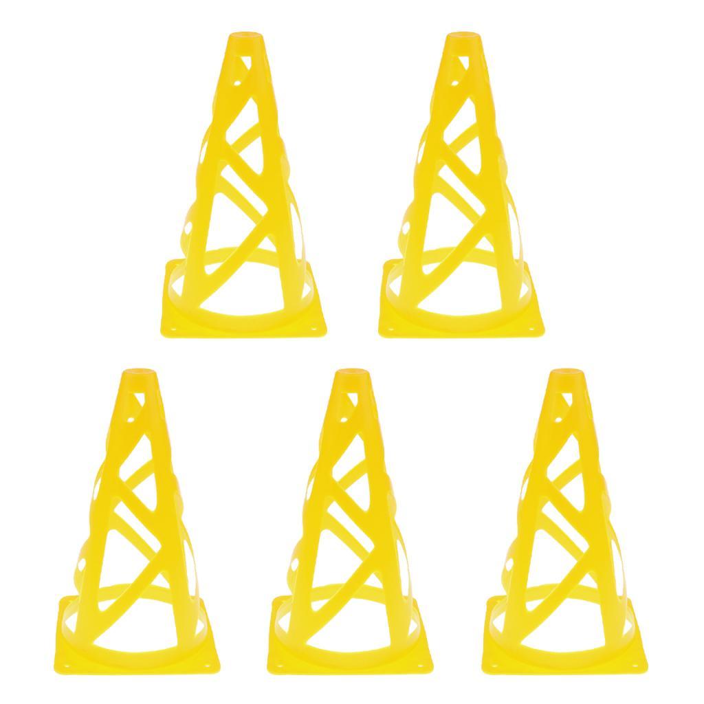 5pcs 9" Sport Training Traffic Cones Soccer Cone, Choice of Colors Yellow