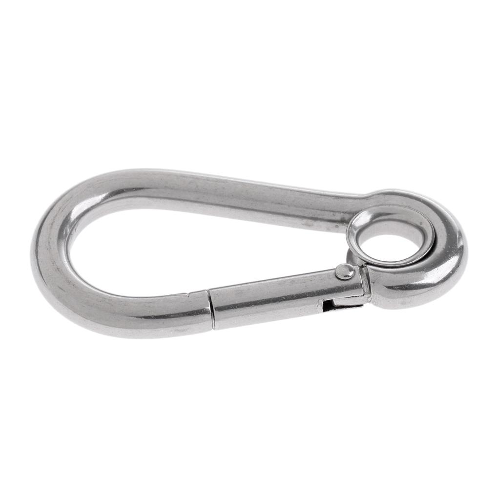 2xStainless Steel Climbing Carabiner with Eye for Climbing/ Hiking 5 x 50 mm