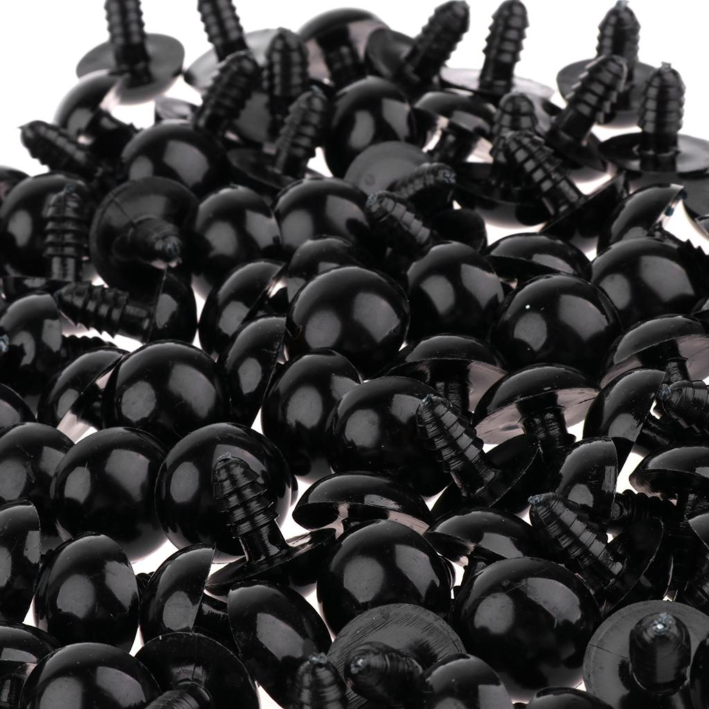 100 Pieces Plastic Black Safety Eyes with BACKS for Bear Doll DIY Craft