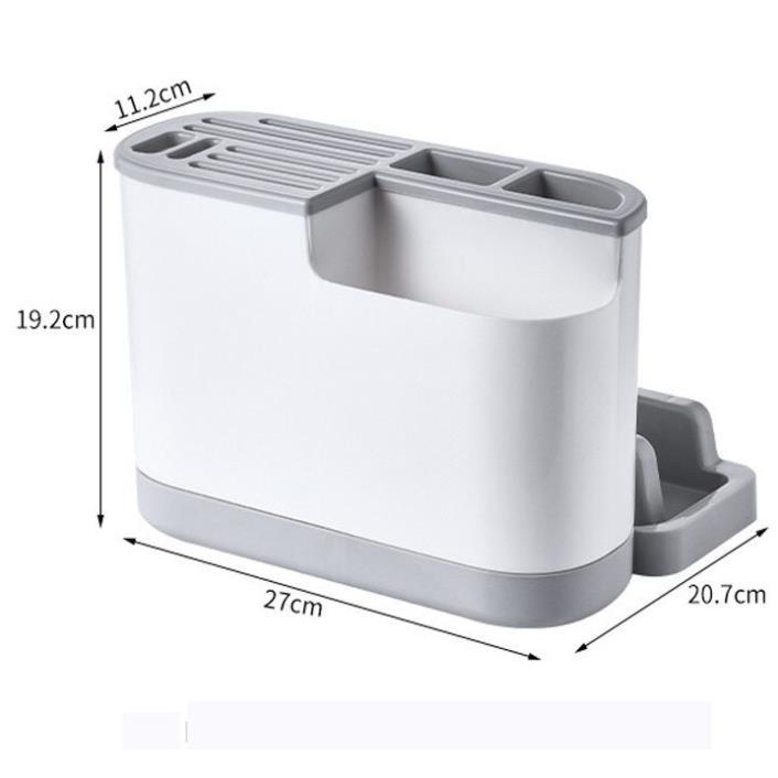 Khay kệ để dao thớt hộp ống đựng đũa muỗng kết hợp giá để úp thớt nắp vung để đồ nhà bếp