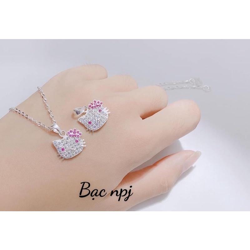 Dây chuyền cho bé bạc đẹp, vòng cổ bạc cho bé ️ Hello kitty ️- Bạc Npj
