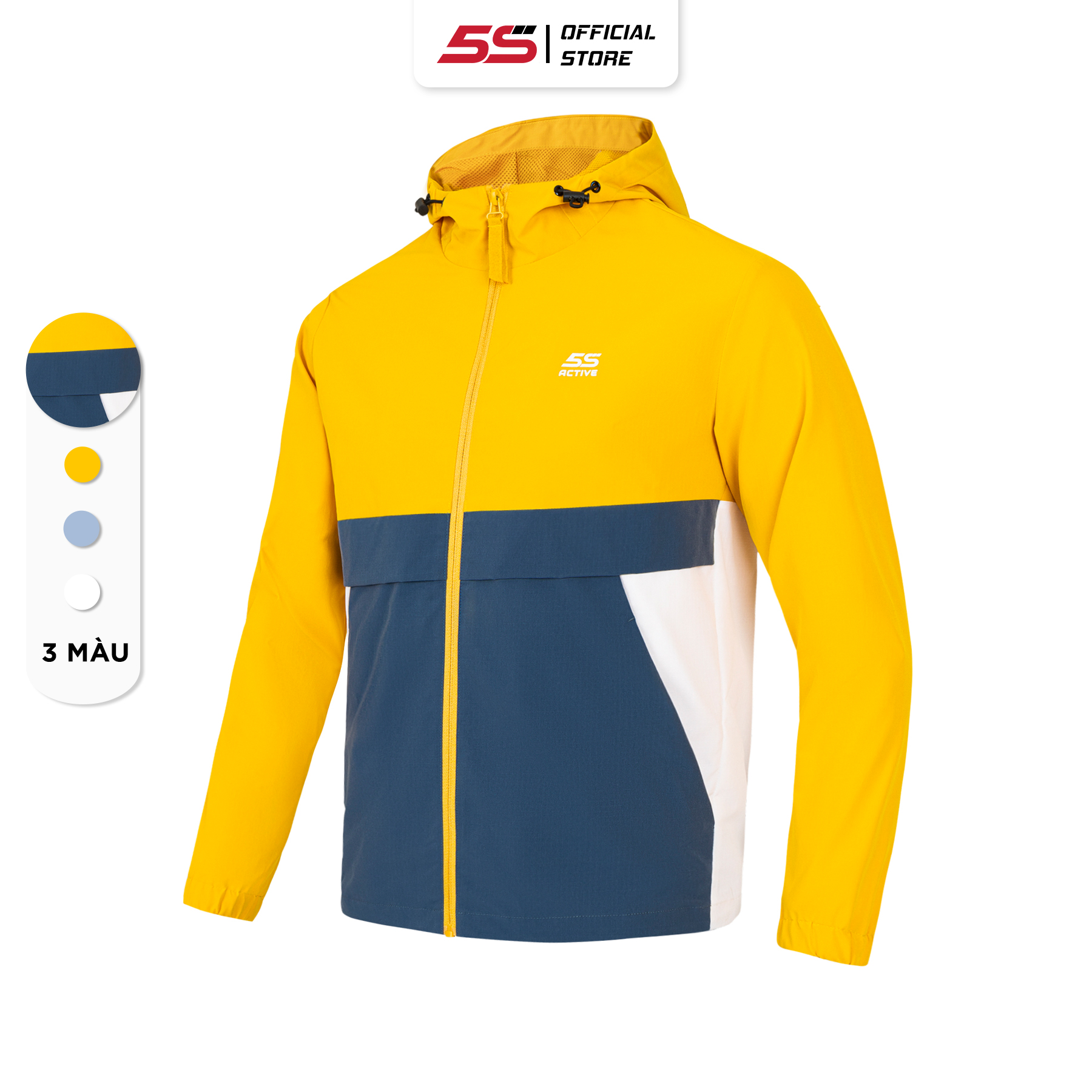 Áo Khoác Gió Thể Thao Nam 5S ACTIVE, Giữ Ấm, Chống Bụi, Trượt Nước, Phối Màu Phong Cách, Năng Động (AKG22021)