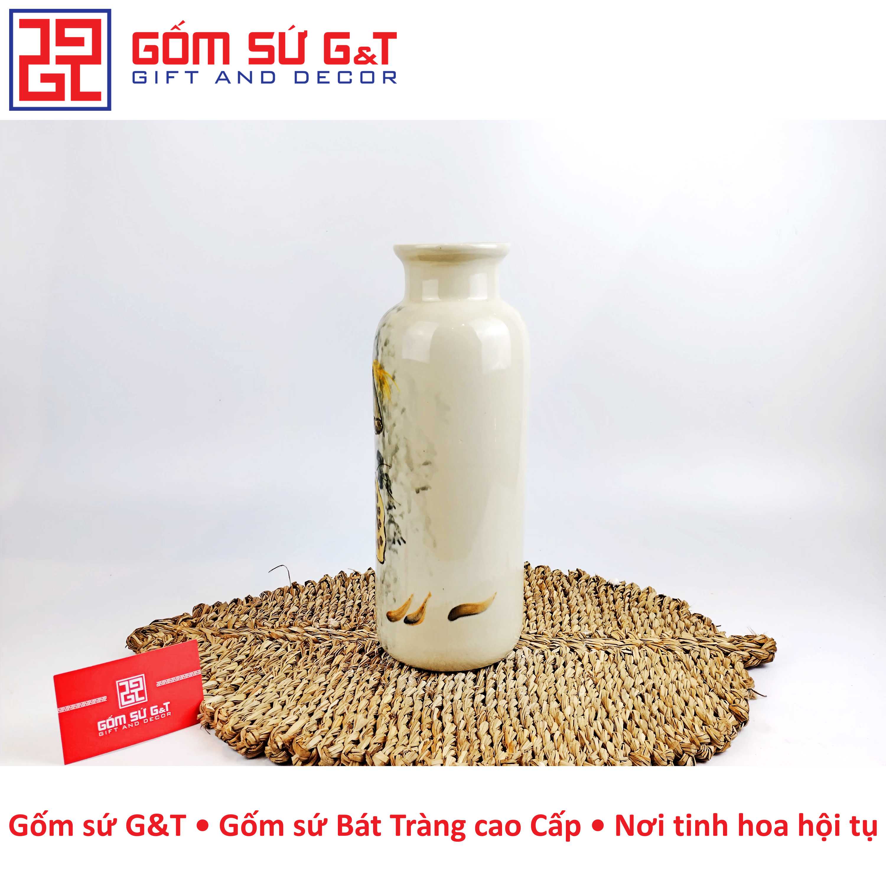 Lọ hoa miệng gập đài sen Gốm Sứ G&amp;T