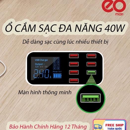 Sạc Nhanh 8 trong 1 Eomart Công suất 40W - công nghệ sạc nhanh tích hợp chíp thông minh