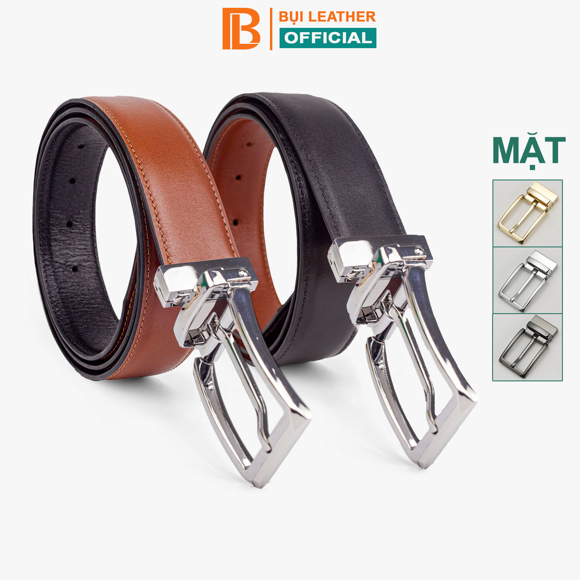 Thắt lưng nam, dây nịt nam da bò thật 2 lớp Bụi Leather L108- Khóa cài xoay 360 độ, dùng được 2 mặt - Bảo hành 12 tháng