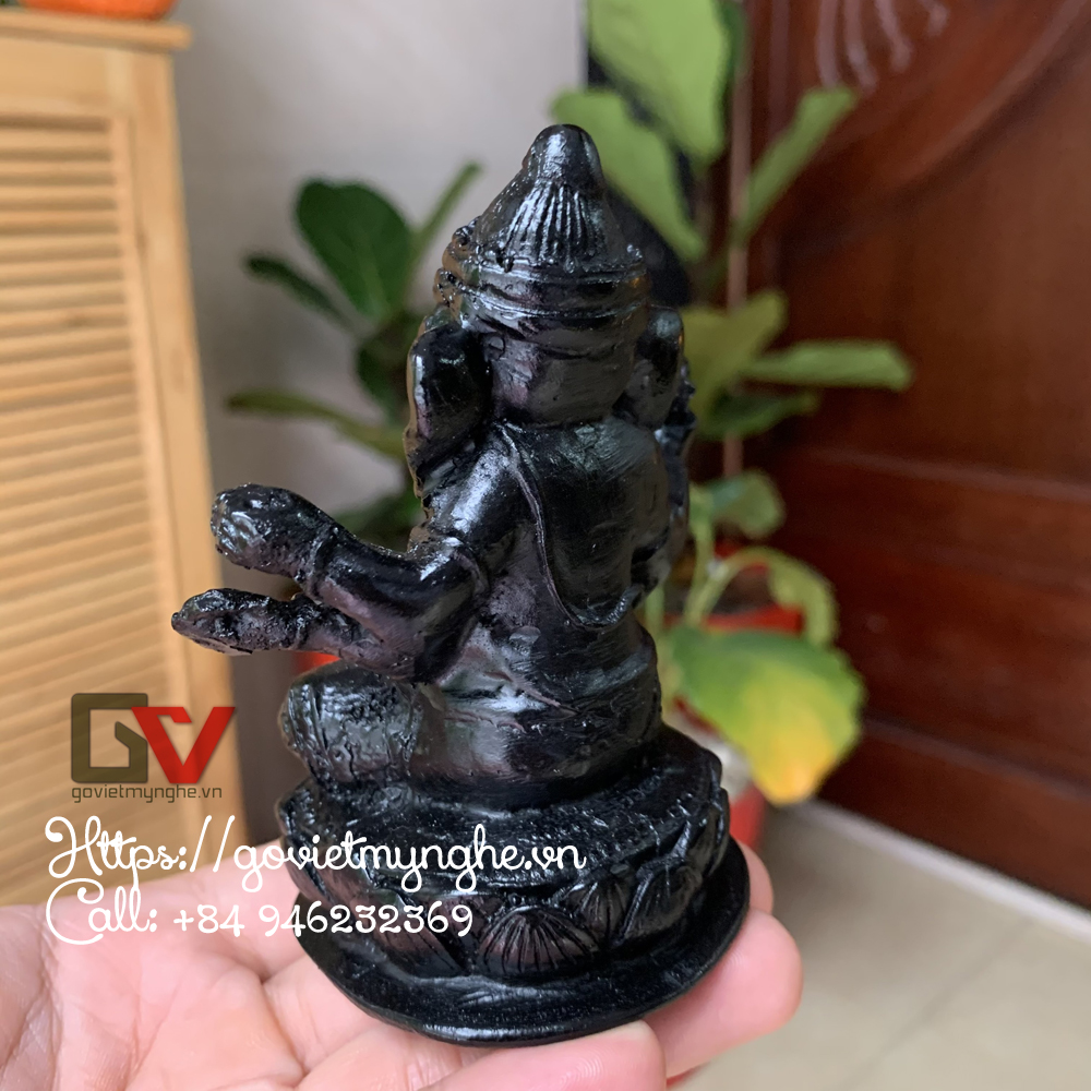 Tượng đá thần voi ganesha - màu đen