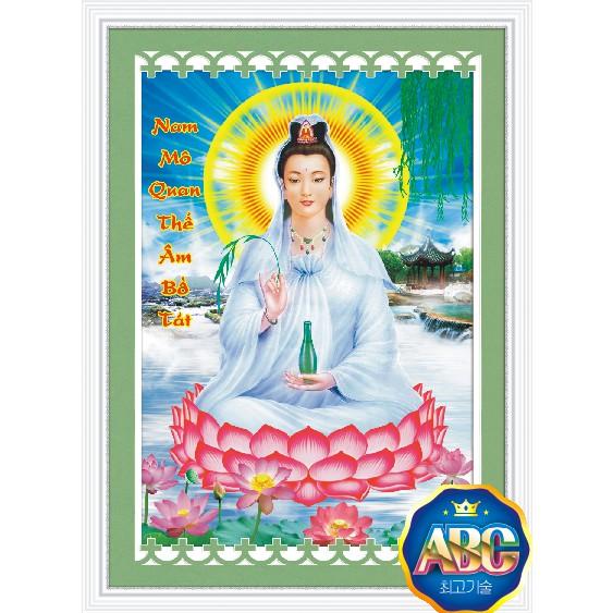 Tranh Đính Đá QUAN ÂM BỒ TÁT . Kích Thước: 75cm x 55cm