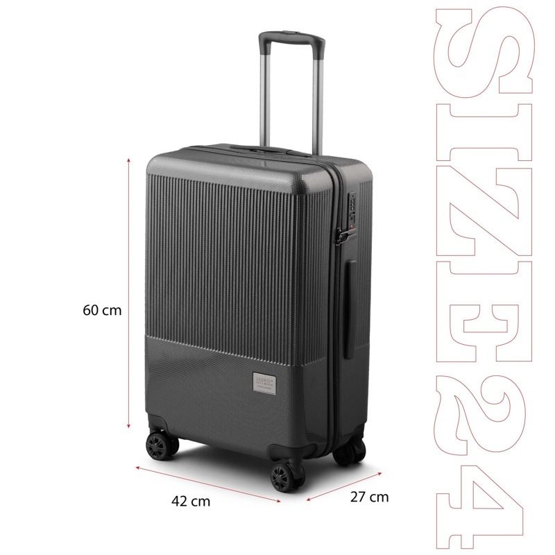 Vali nhựa size 24 Mr Vui 209 nhựa PC chống trầy, có 4 bánh xe đôi xoay 360 độ, khóa mật mã TSA ( KT 60 x 42 x 27  cm)