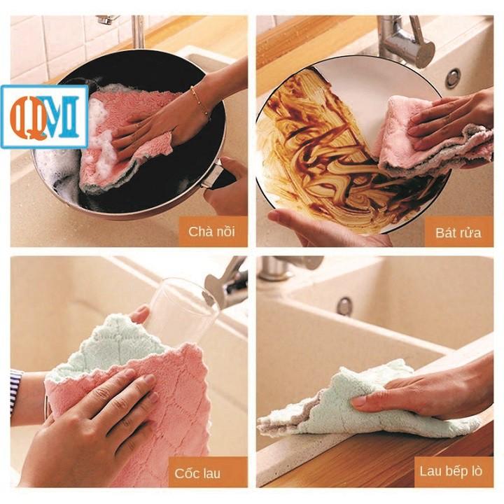 Khăn lau đa năng, lau bếp ,bát đĩa, cốc chén thấm nước tốt chống dính dầu mỡ, nhanh khô 2 mặt loại to