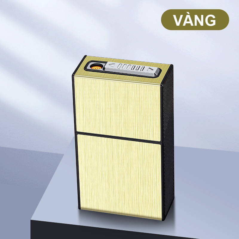 Bật Lửa Điện Kiêm Hộp Đựng Thuốc 20 Điếu Lớn Ngắn HB207 - Sạc Điện