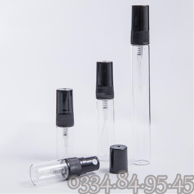 Chai chiết nước hoa 2ml 3ml 5ml 10ml NẮP ĐEN- Lọ đựng thủy tinh xịt phun sương, vỏ chiết vial, phễu mini