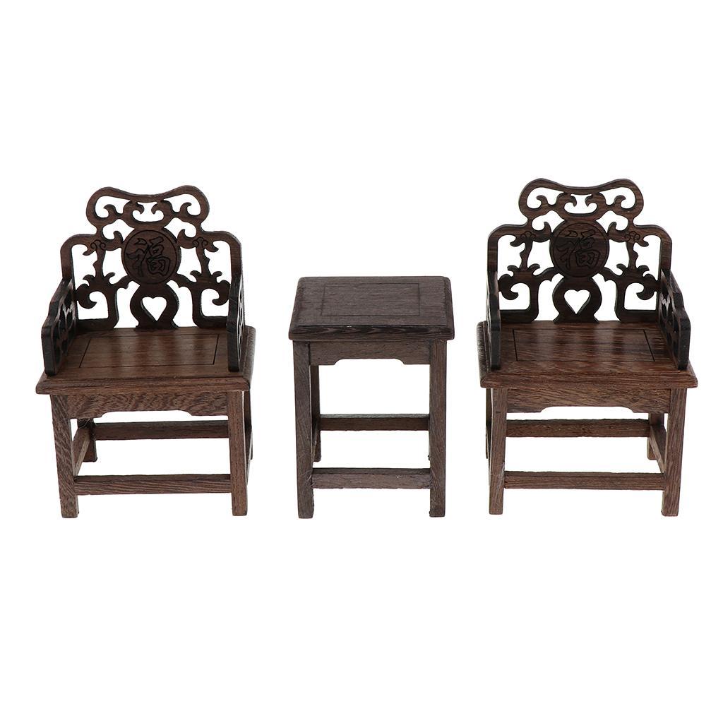 1/6 Dollhouse Miniature Chinese Tea Armchair Furniture Set