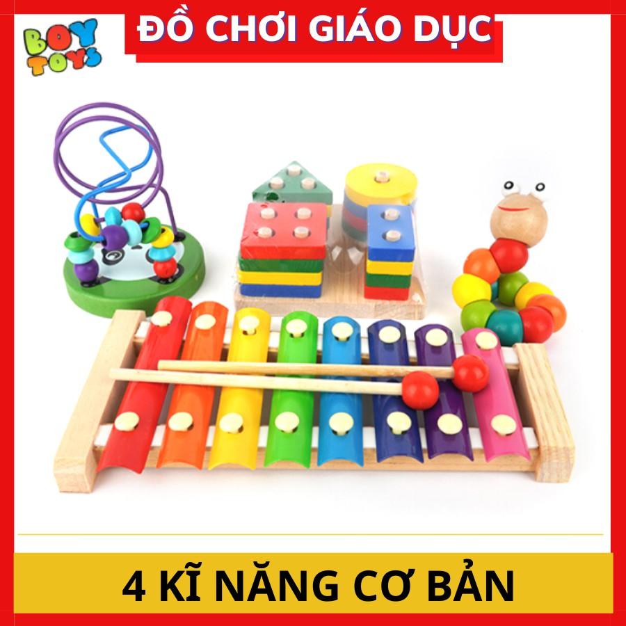 Combo đồ chơi giáo dục bằng gỗ cho bé phát triển kĩ năng toàn diện