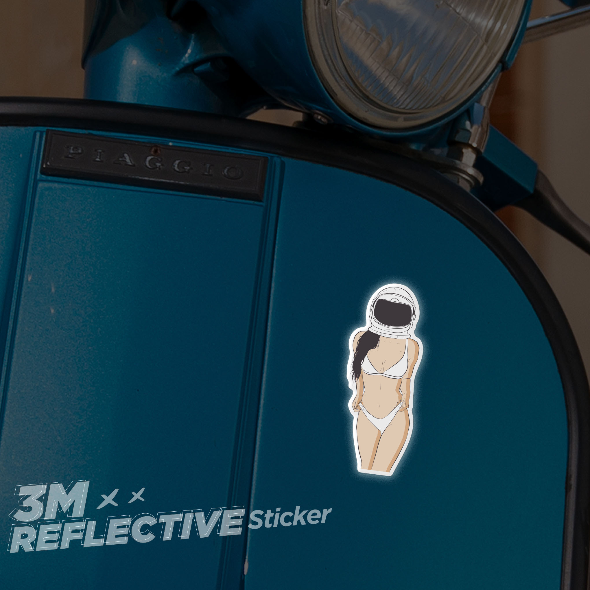 GIRL ASTRONAUT 3M - Reflective Sticker Die-cut Hình dán phản quang thương hiệu STICKER FACTORY