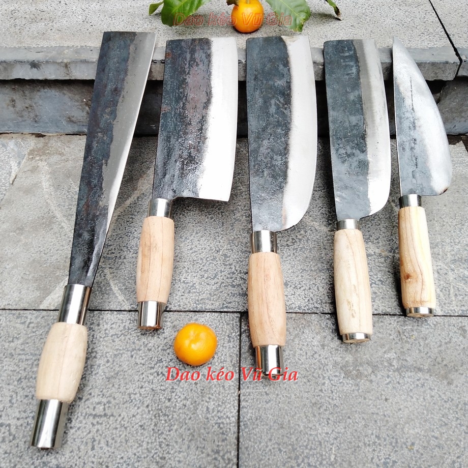 Bộ dao nhà bếp 5 món nhíp ô tô rèn thủ công
