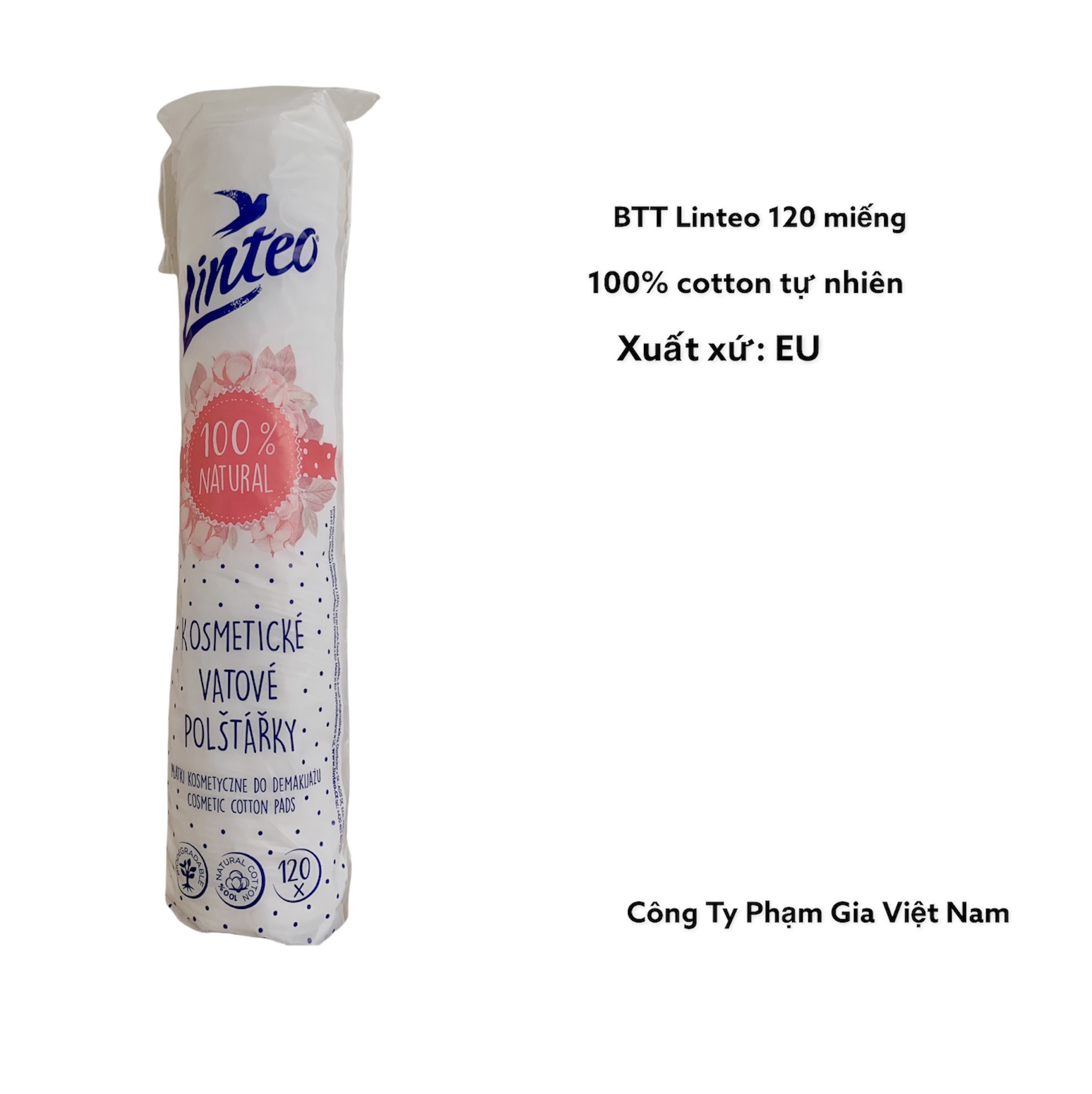 [CHÍNH HÃNG] Bông Tẩy Trang Linteo 120 Miếng|100% cotton|EU