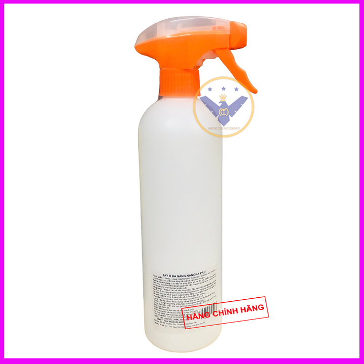Tẩy ố kính ô tô, ố vàng lazang, logo, nẹp mạ crom Nanoka Clean 500ml