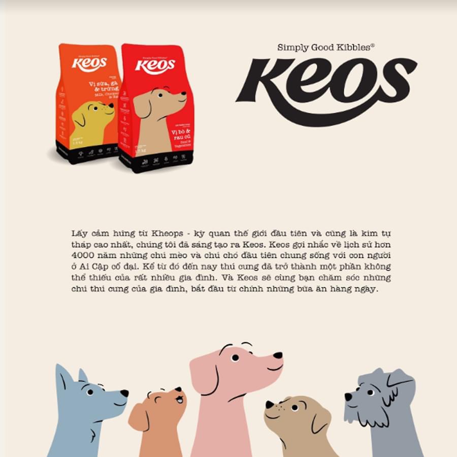 Thức ăn hạt KEOS cho chó con vị trứng, gà và sữa gói 400g - 1.5kg