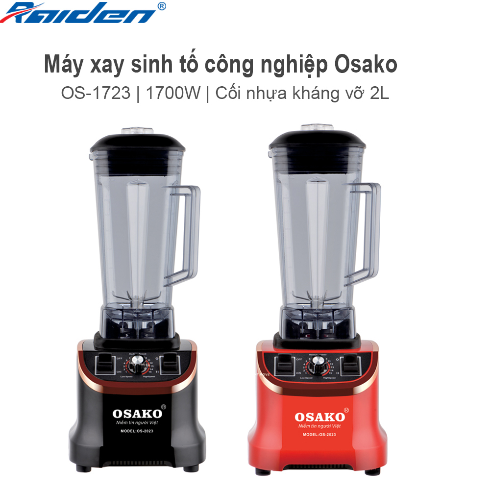 Máy xay sinh tố công nghiệp 1700W Osako OS-1723 cối nhựa kháng vỡ 2L, xay sinh tố không bị quá tải - Hàng chính hãng