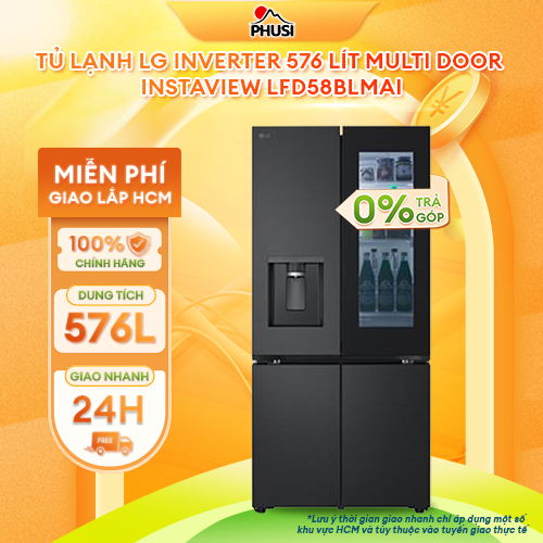 Tủ lạnh LG Inverter 576 lít Multi Door InstaView LFD58BLMAI - Hàng Chính Hãng - Mới 100%