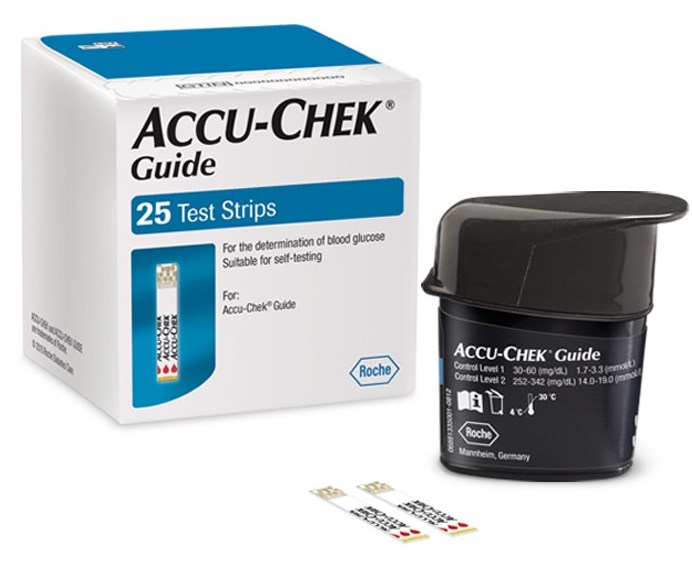 Trọn bộ máy và 25 que đo đường huyết Accu-Chek Guide, nhập khẩu và bảo hành chính hãng tại Viêt Nam, có đủ tem phụ Tiếng Việt