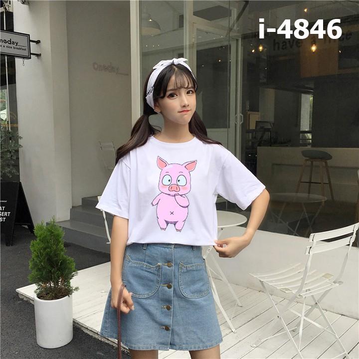 Áo Thun Nữ Rộng Hình Heo Hồng Dễ Thương