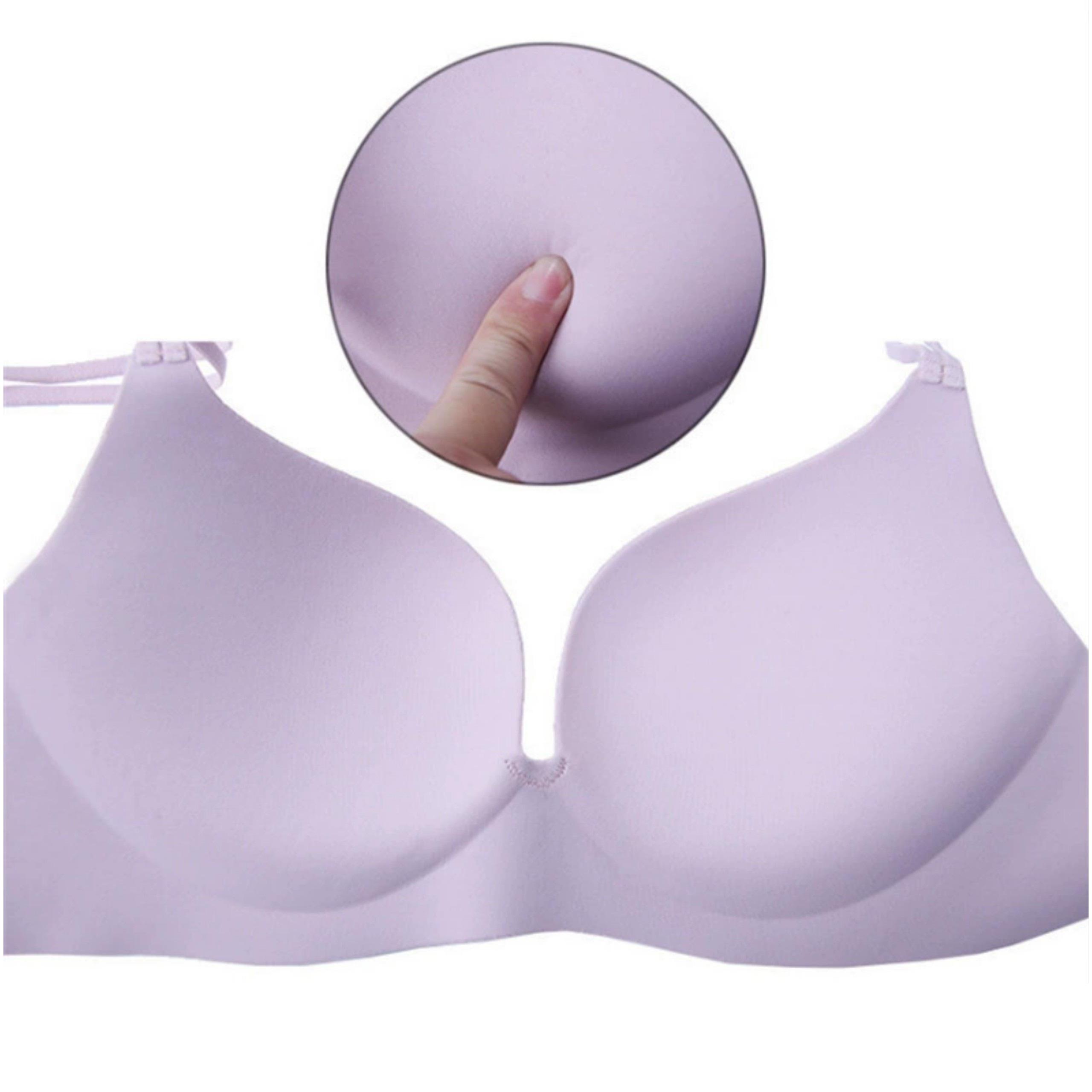 Áo lót su phối lụa push up caocấp, Không gọng, có đệm nâng ngực, áo ngực nữ sang trọng và quyếnrũ Bra Top - Đỏ