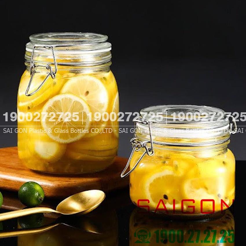Hũ Thủy Tinh Vuông Nắp Cài Thép 500ml , 750ml , 1000ml | Tùy Chọn Dung Tích