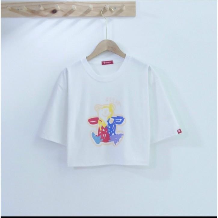 Aó croptop hình con gấu cổ tròn frieesze từ 45-65 kg